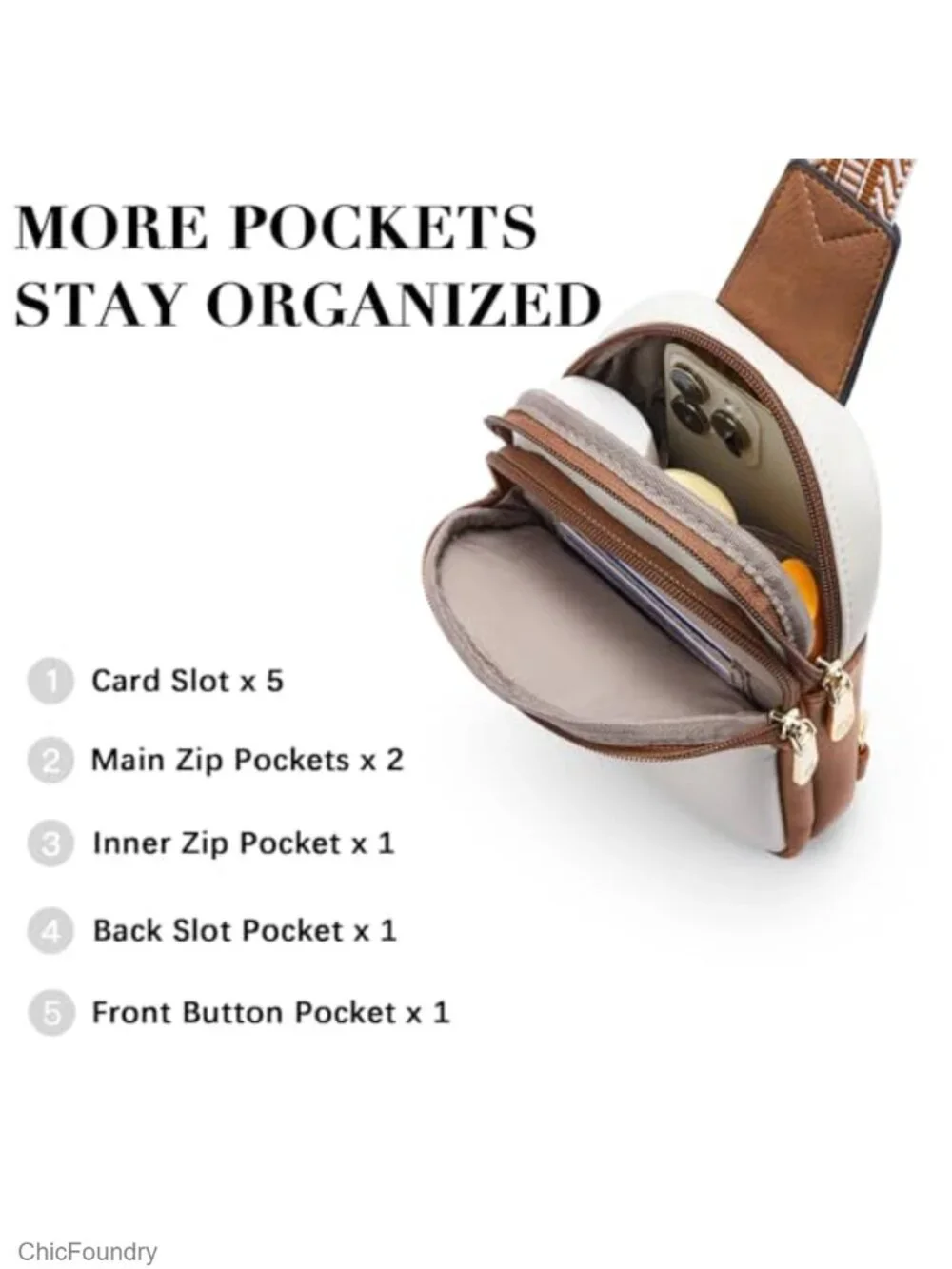 PU Leather Sling Bag Crossbody Purse for Women with Multiple Pockets